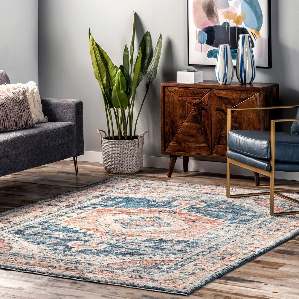 Harley Faded Medallion Indoor Area Rug 5' 3" x 7' 3", - Image 3