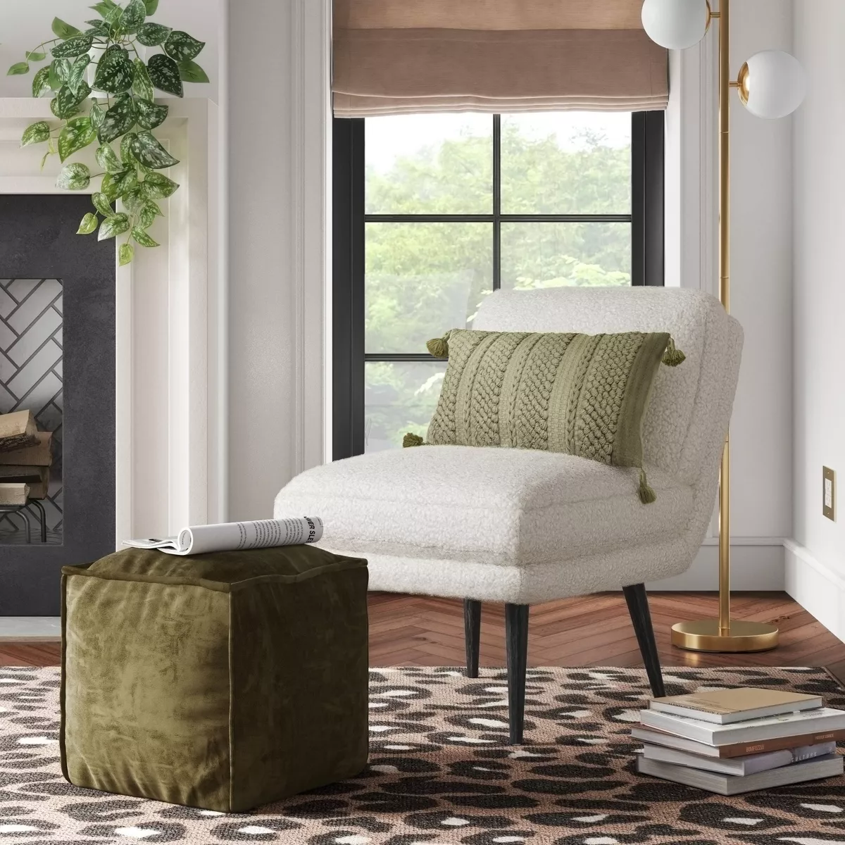 Harper Faux Fur Slipper Chair - Cream SHOWROOM ITEM