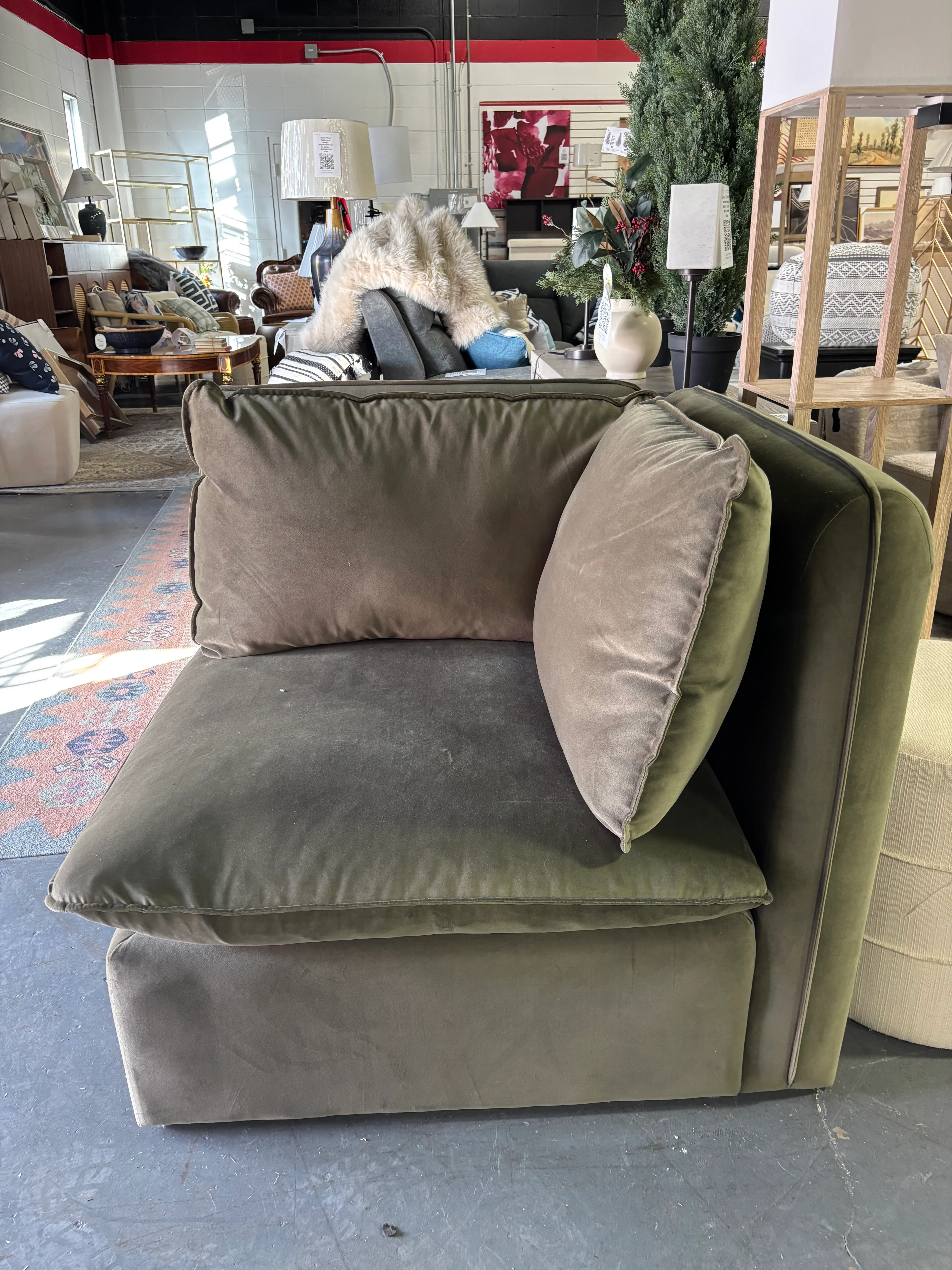 Haven Modular French Seam Corner Sofa - Olive Green SHOWROOM ITEM - Image 3