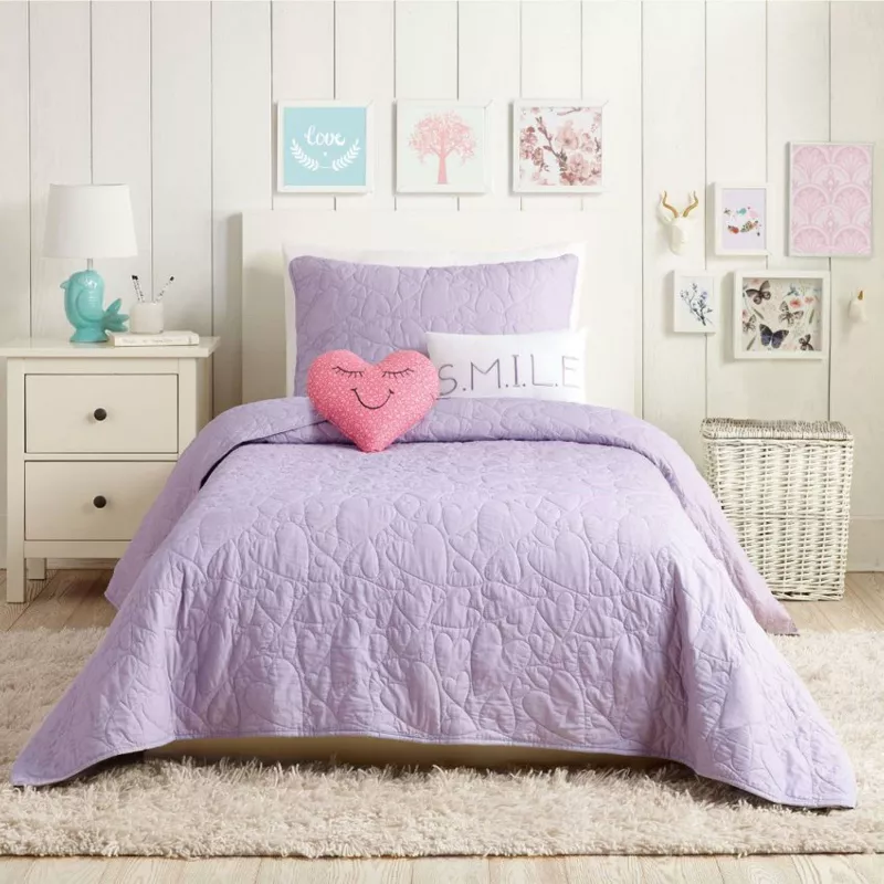 Heart Quilt Set Lavender - Full/Queen - Image 2