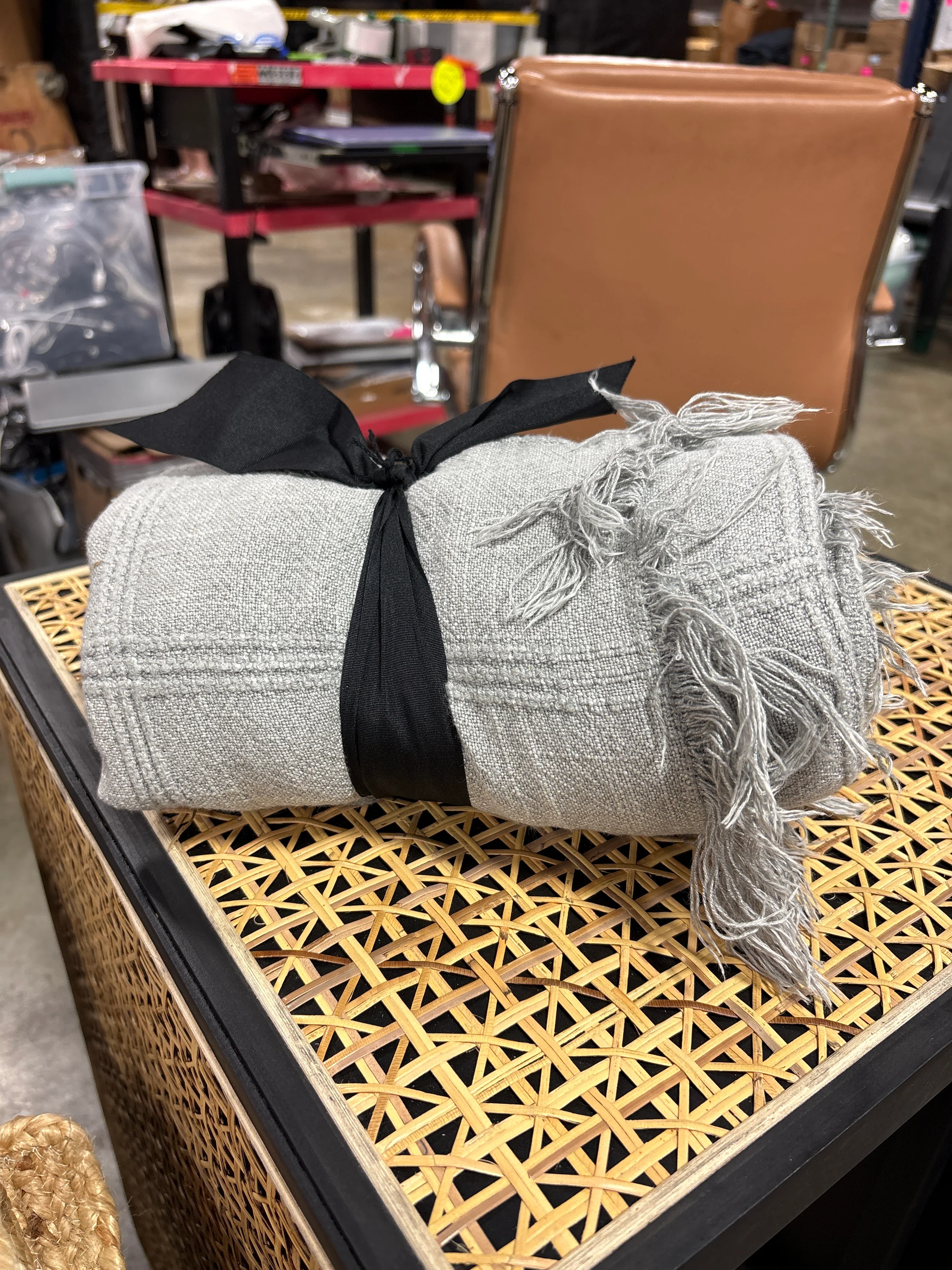 Hearth and Hand with Magnolia 50x60 Texture Cotton Fringe Bed Throw Blanket