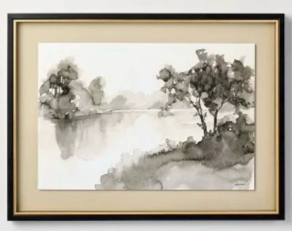 Hearth & Hand Washed Stream Framed Wall Art -Watercolor Like 24 (w) x 18 (H) NWT SHOWROOM ITEM
