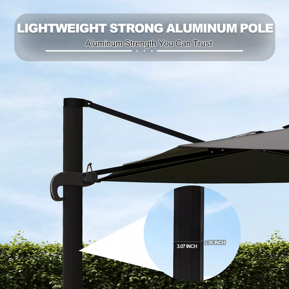 Heavy Duty Cantilever Patio Umbrella – Grey - Image 2