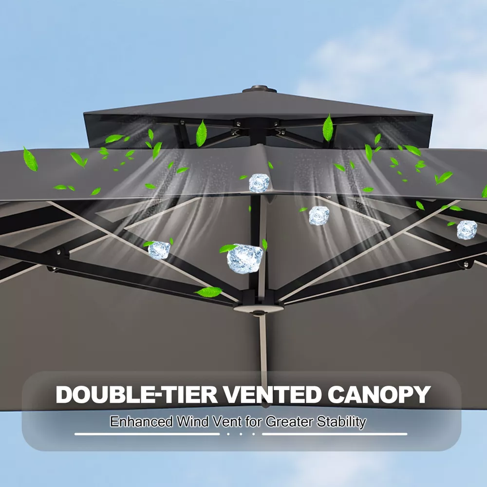Heavy Duty Cantilever Patio Umbrella – Grey - Image 4