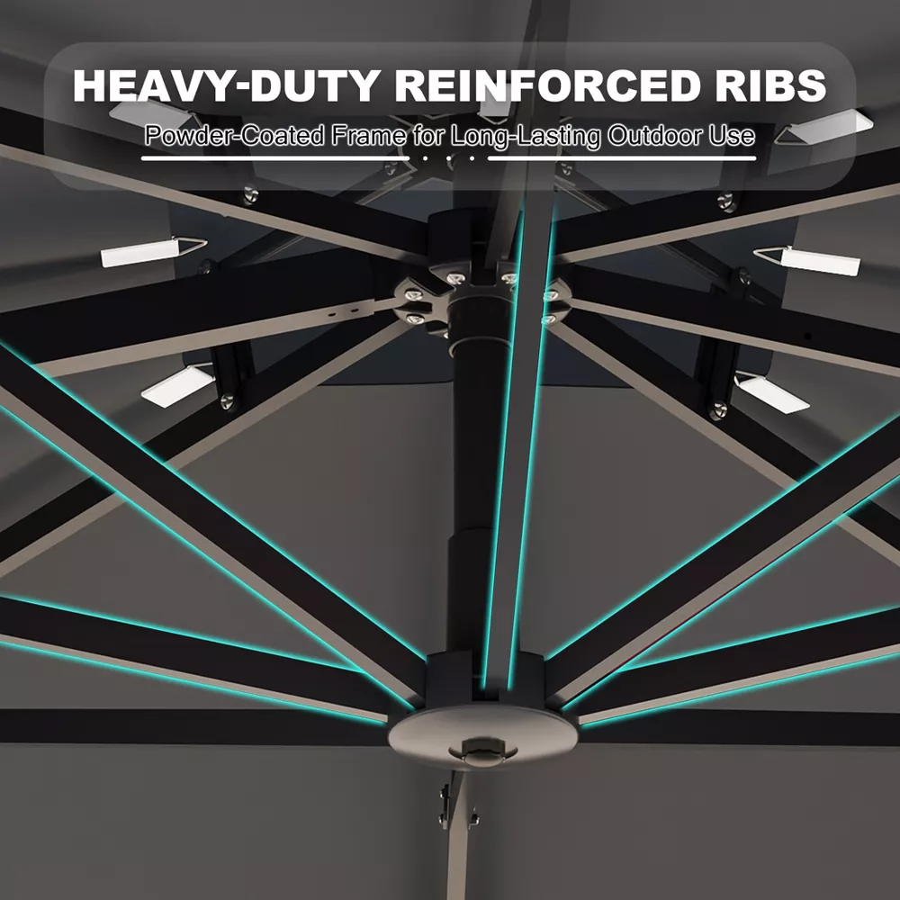 Heavy Duty Cantilever Patio Umbrella – Grey - Image 5