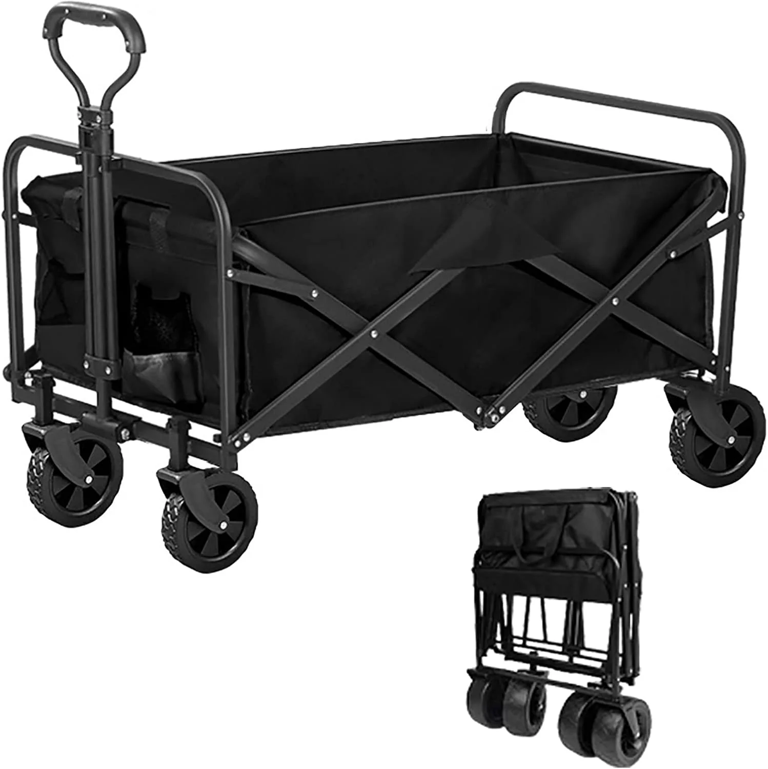 Collapsible Folding Wagon Cart with All-Terrain Wheels
