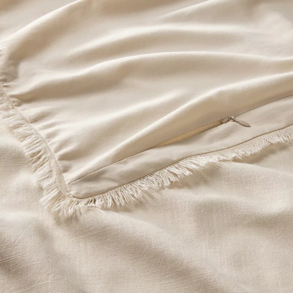 Heavyweight Linen Blend Comforter & Sham Set - Full/Queen 3-Piece - Image 3