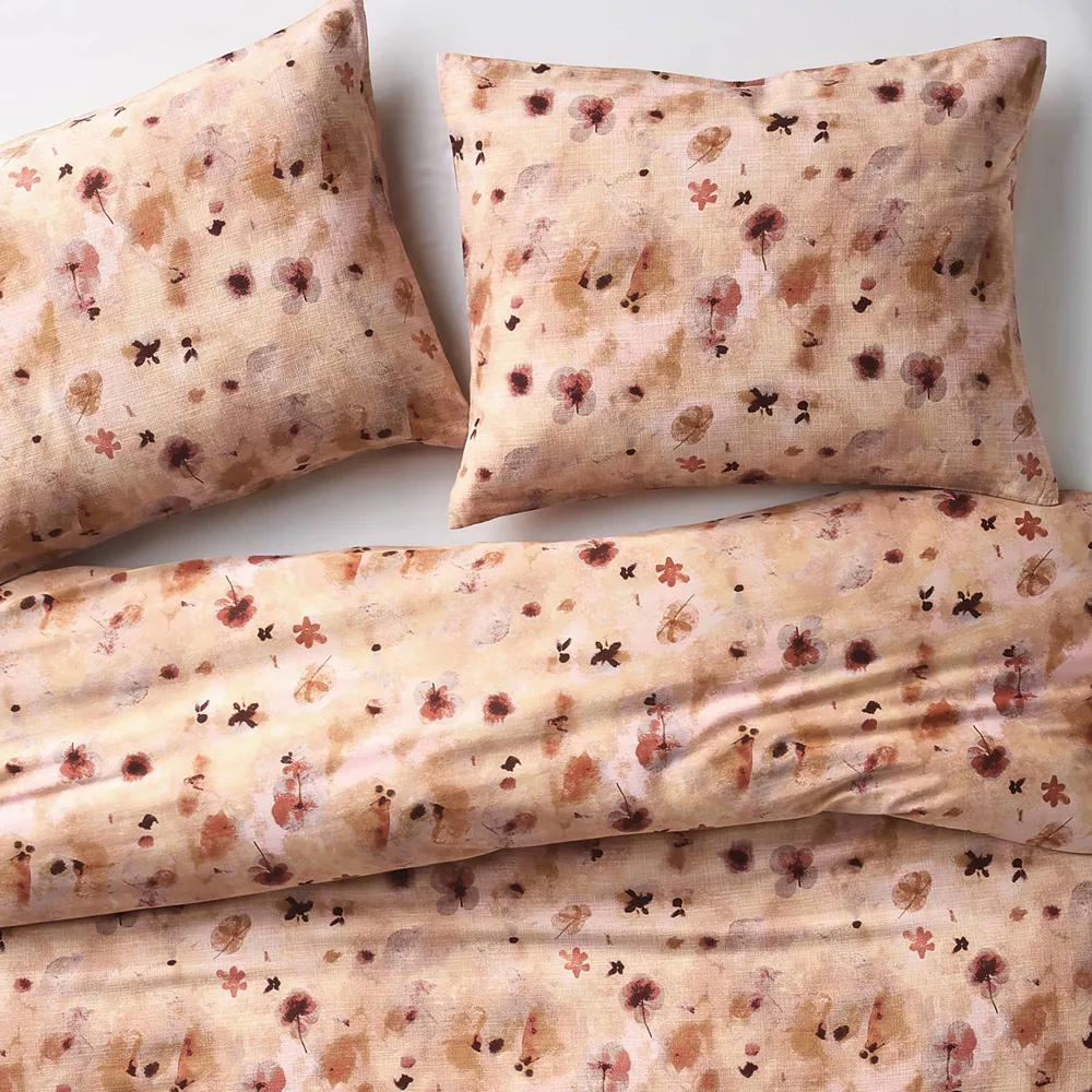 Heavyweight Linen Blend DUVET COVER ONLY Pressed Floral Print - King - Image 3