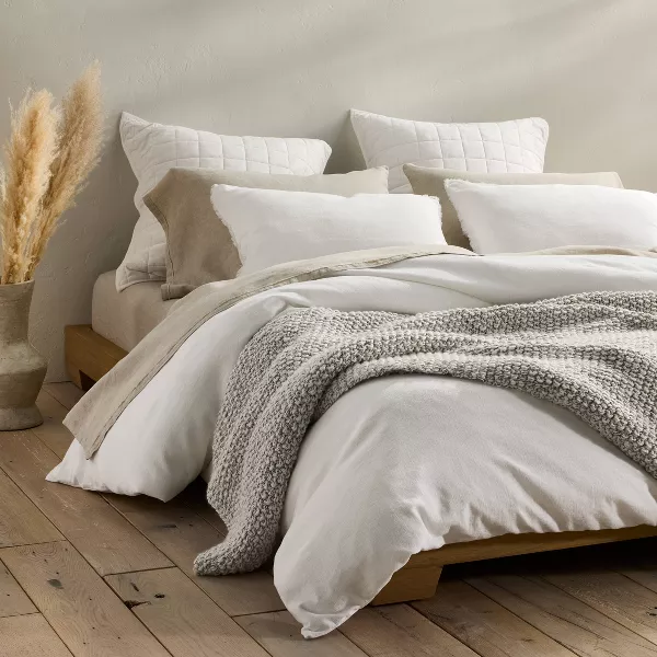 Heavyweight Linen Blend Duvet Cover & Pillow Sham Set - Full/Queen, - Image 2