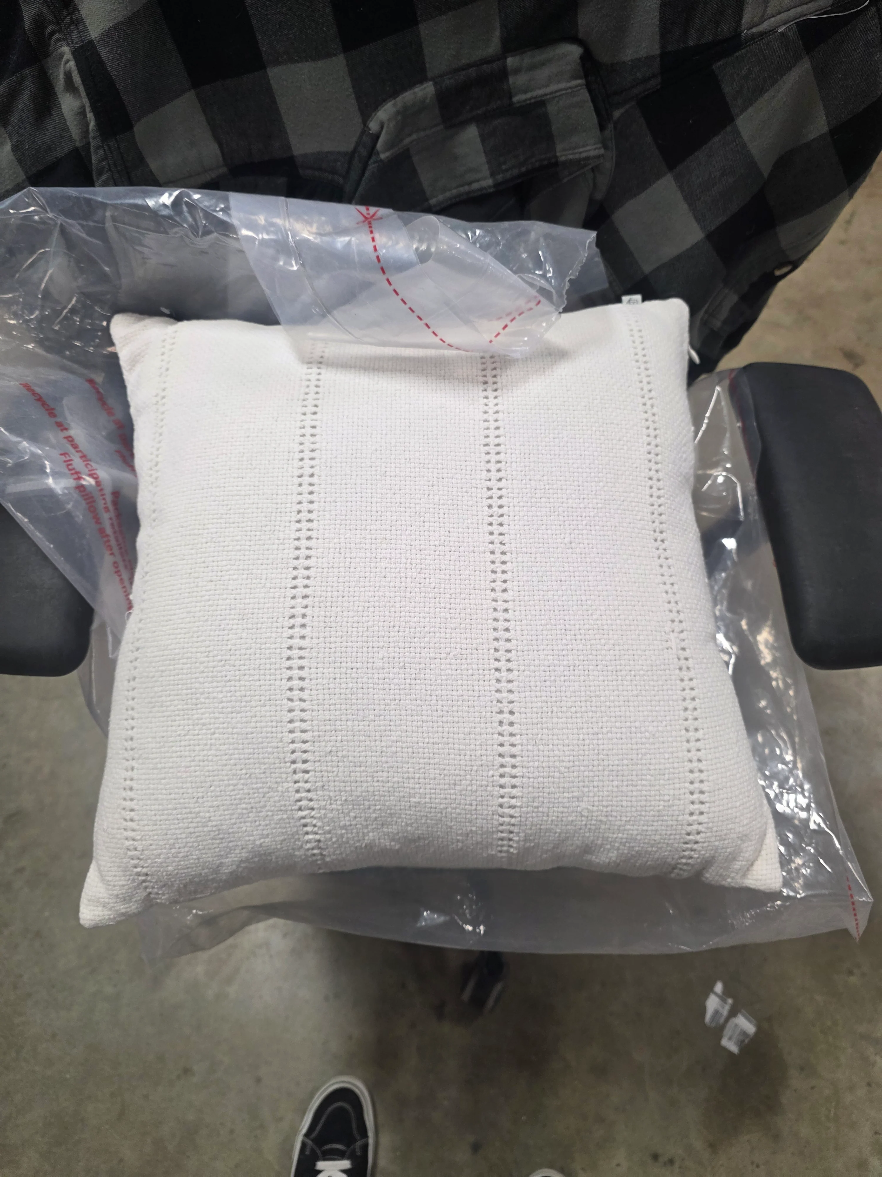 Hem Stitch Stripe Square Throw Pillow Cream - Cotton Texture, Indoor Use, Hidden Zipper - Set of 2 - Image 5