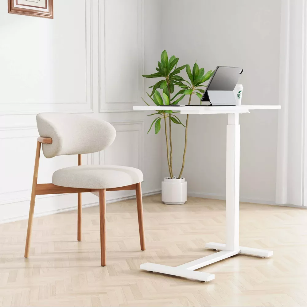 Hidden Wheels Adjustable Overbed Bedside Table for Versatile Use - White - Image 5