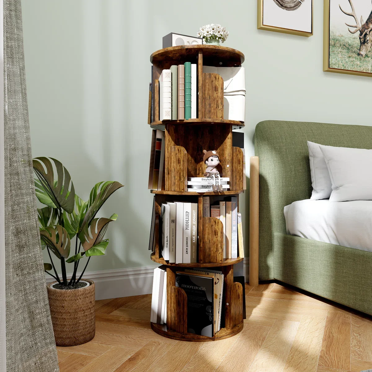 Hildelind 360° Rotating Bookcase, Storage and Display Bookshelf