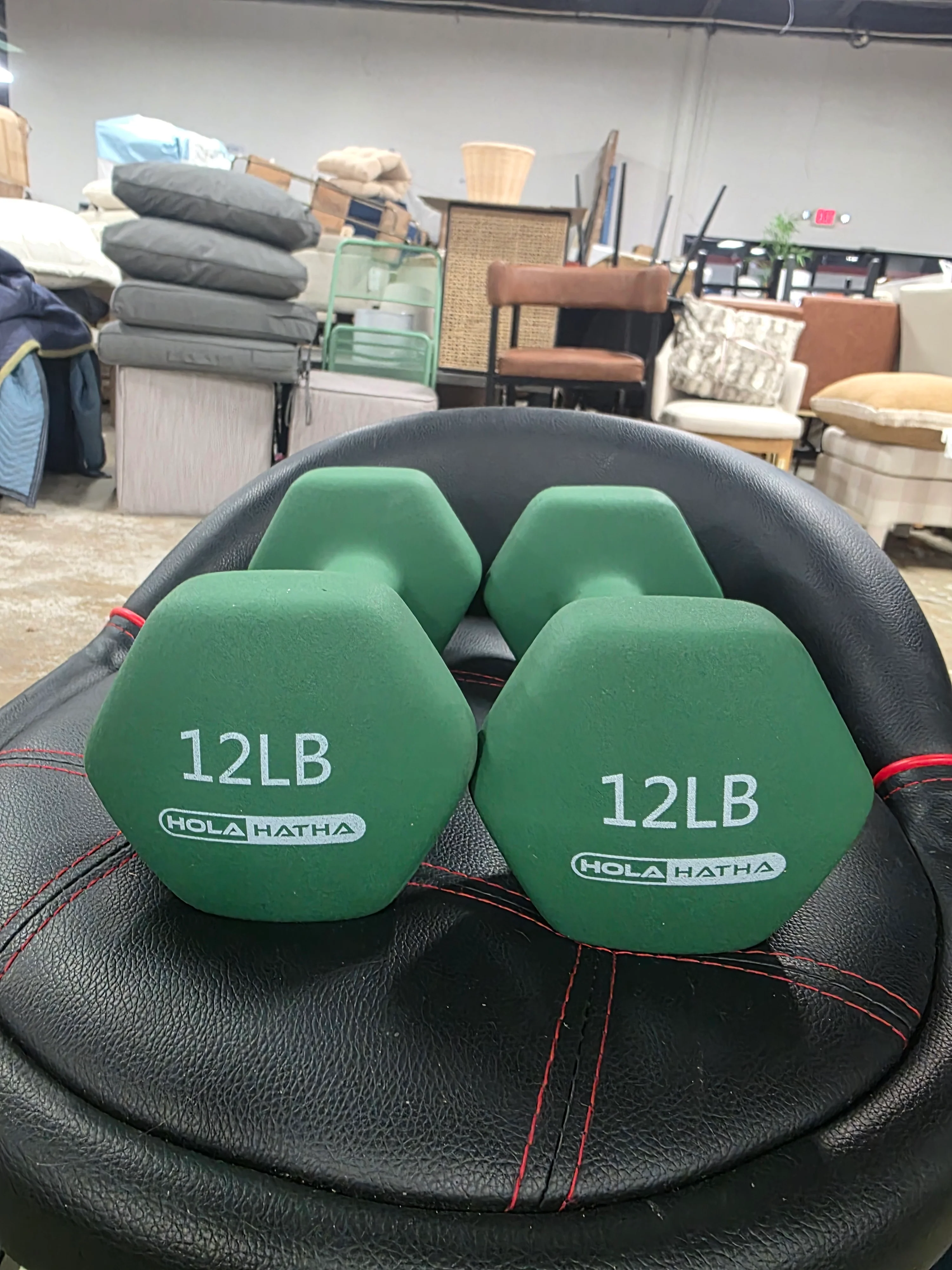 Hola Hatha Neoprene Dumbbell Exercises Green Set of 2 - Image 5