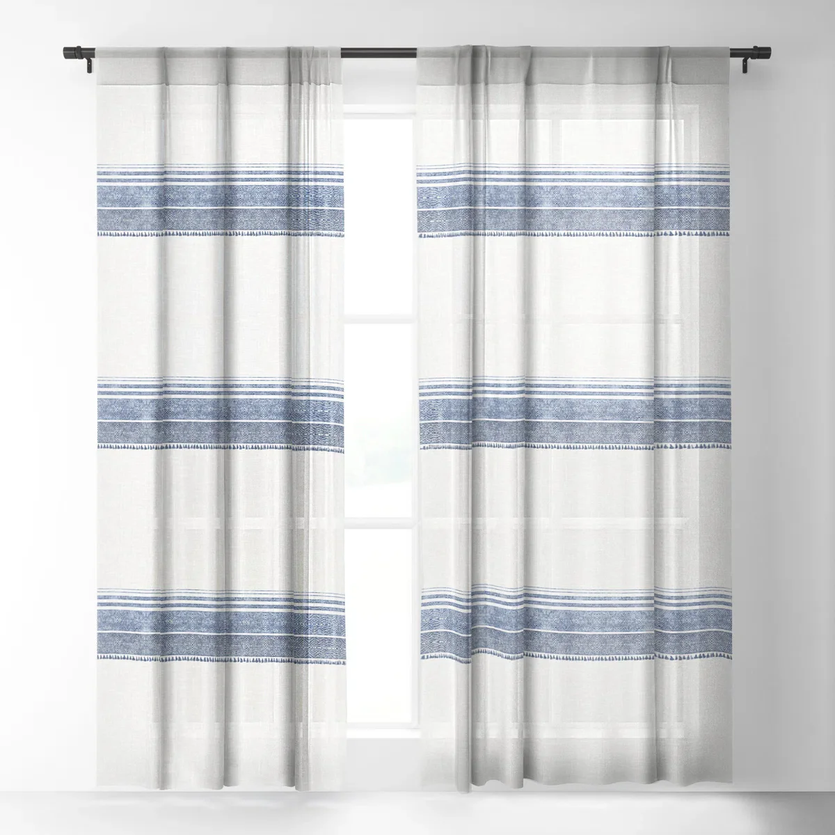 Holli Zollinger French Linen Chambray Tassel 1pc Sheer Curtain Panel