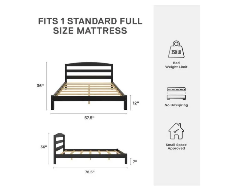 Amayia Wood Platform Bed Full, Black - Image 4