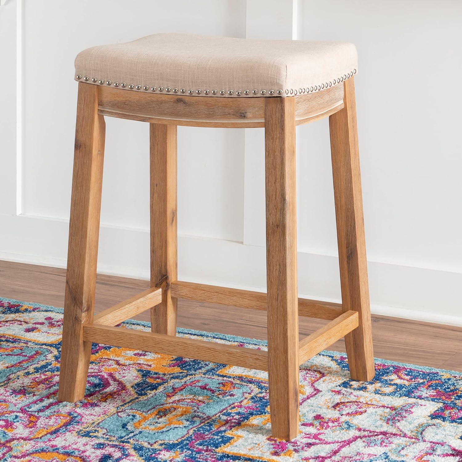 Home Décor Kingston Acacia Counter Stool, Brown - Image 2