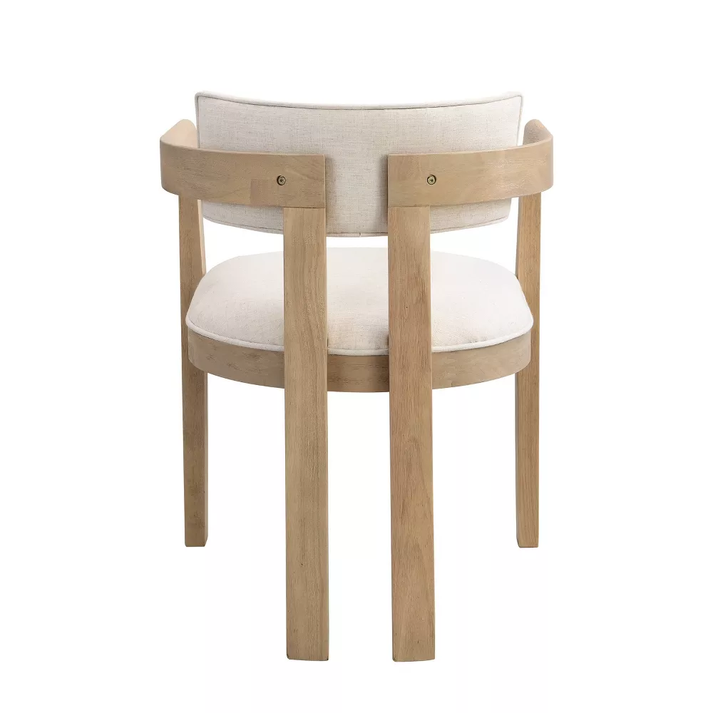 1-Piece Camila Rustic Upholstered Rubberwood Dining Chairs Light Ash - Image 2
