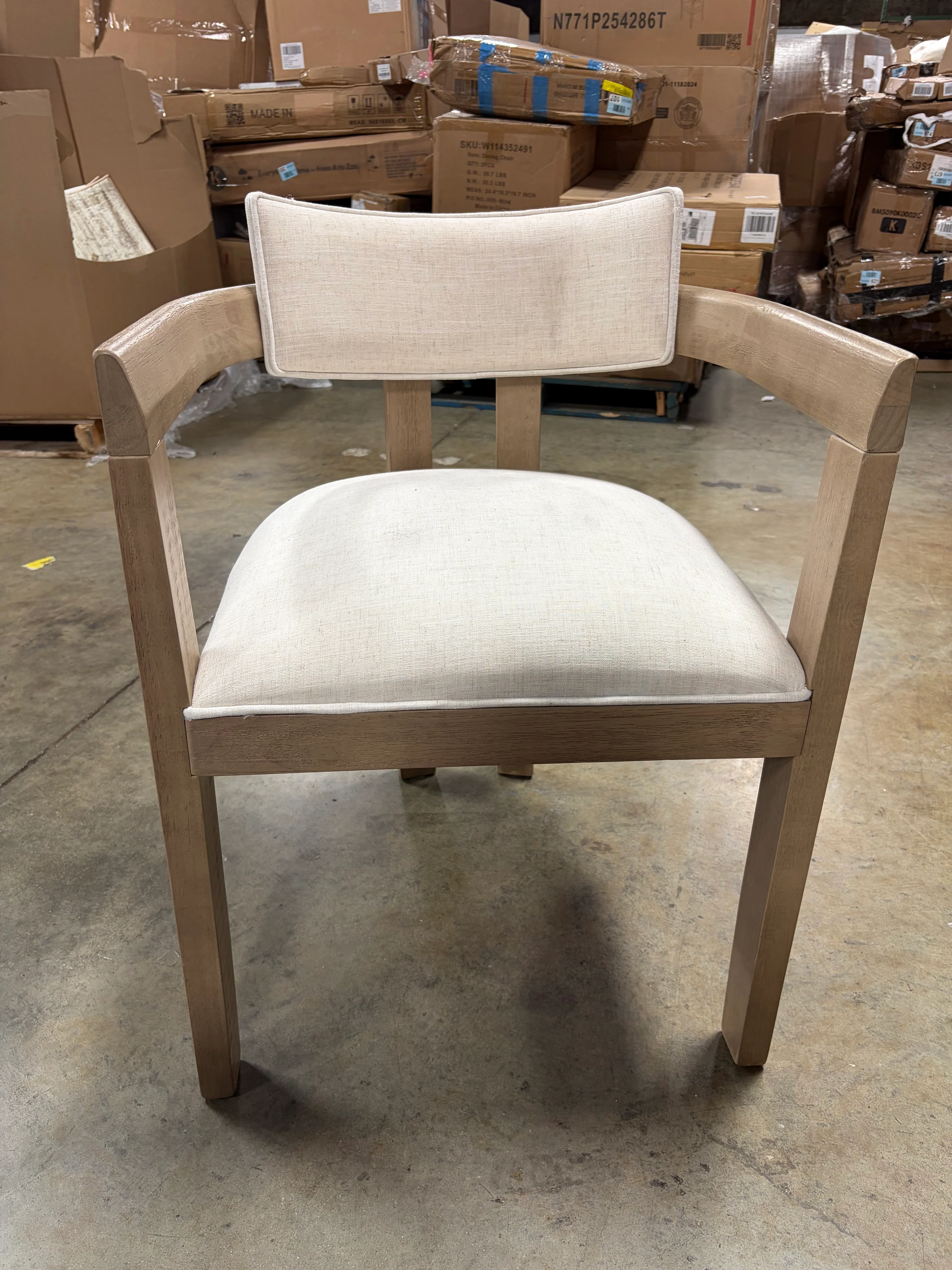 1-Piece Camila Rustic Upholstered Rubberwood Dining Chairs Light Ash - Image 6