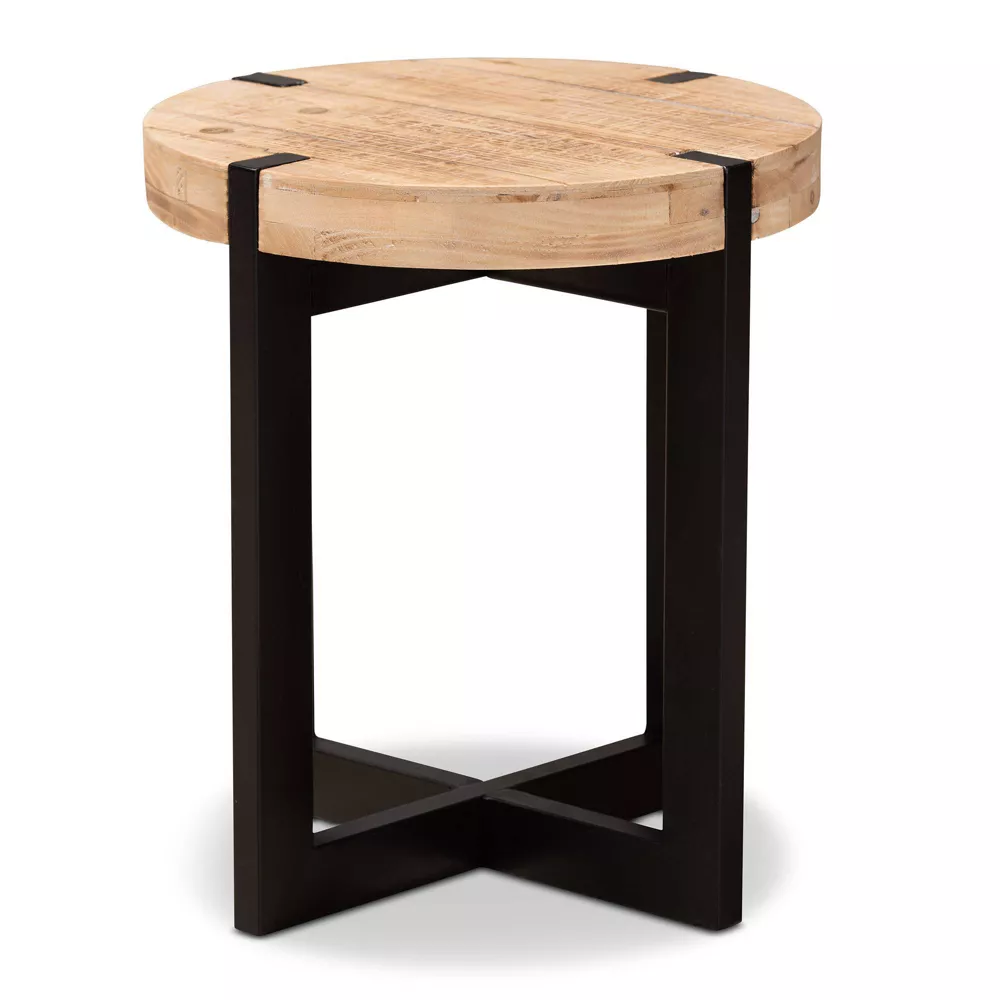 Horace Wood & Metal End Table: Circular - Image 5