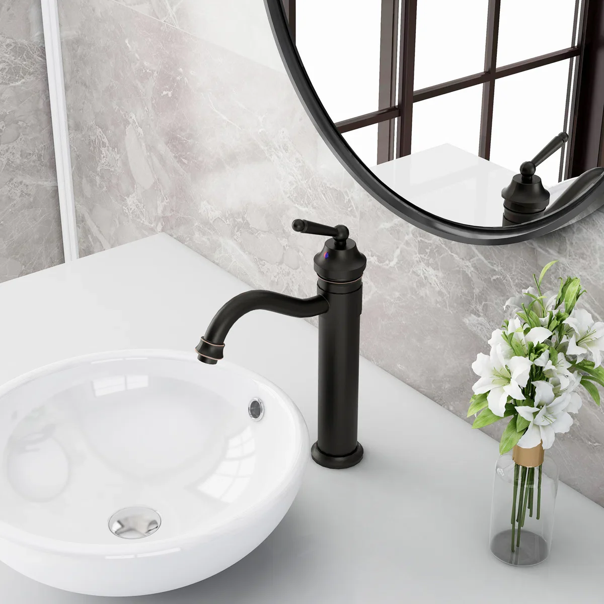 Horizon Vessel Sink Single Hole Bathroom Faucet - Image 4