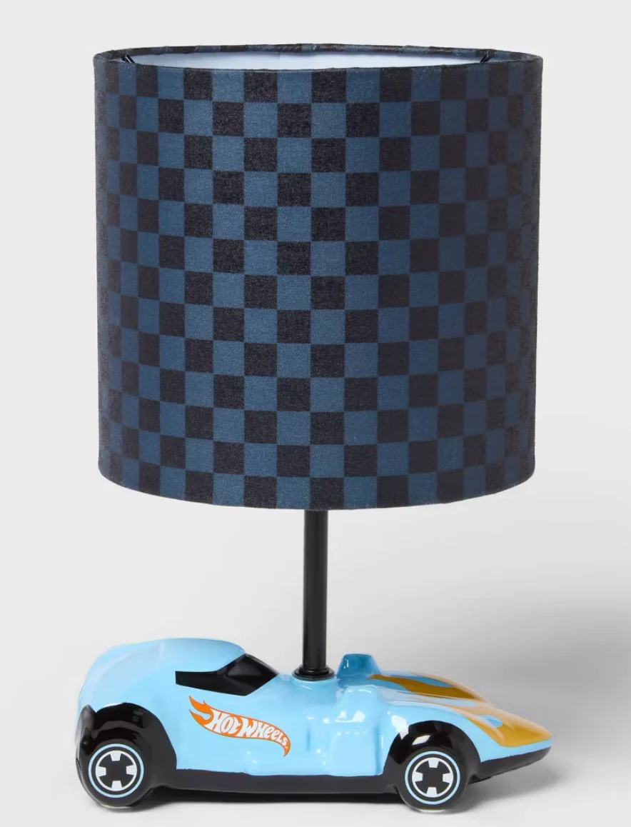 Hot Wheels Retro 3 Way Kids' Car Lamp with Checkered Shade - Hot Wheels by Pillowfort™ SHOWROOM ITEM