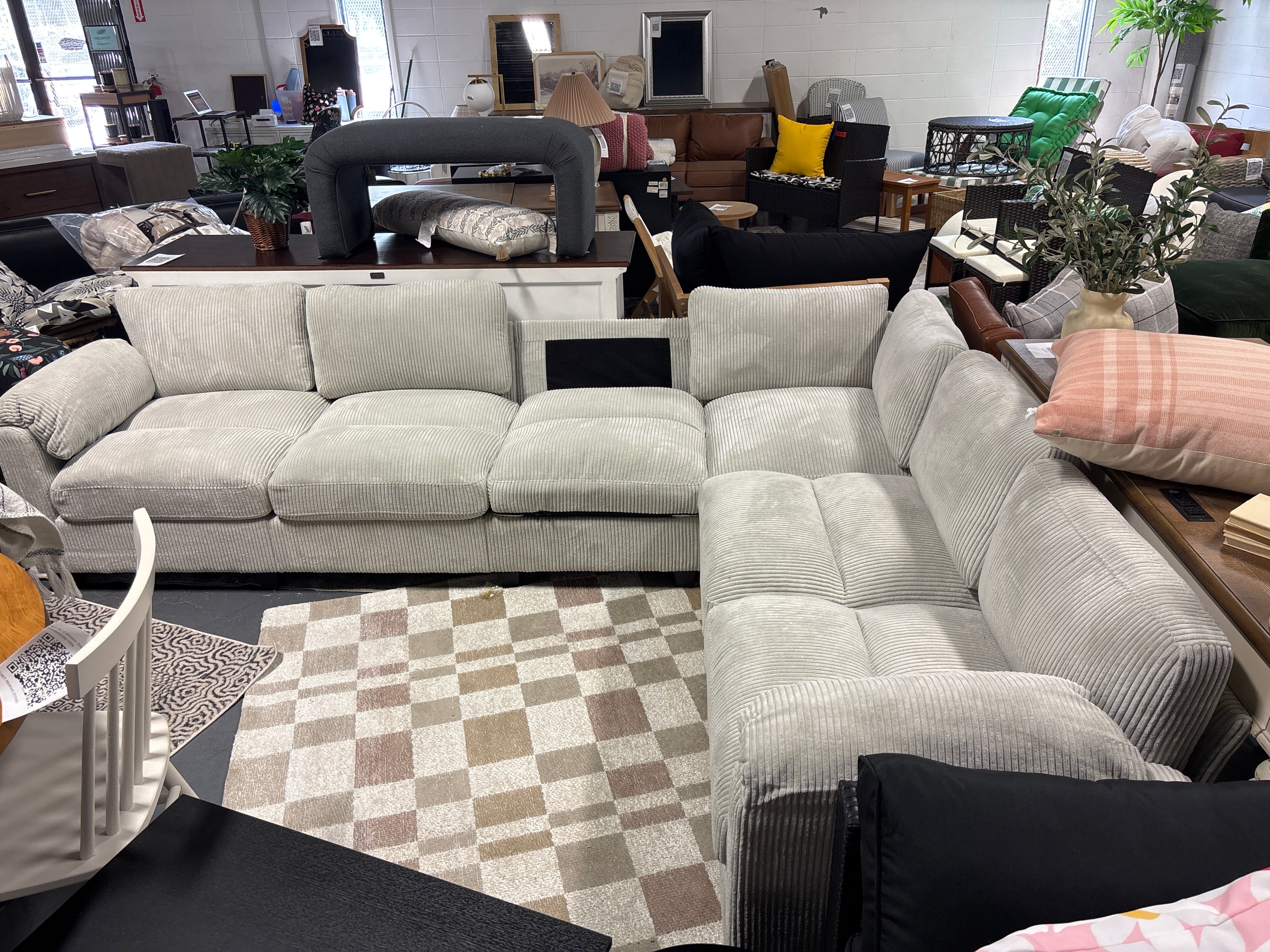 Hyleory Corduroy Oversized Modular Sectional Sofa Couch - Light Mint Green SHOWROOM ITEM - Image 2