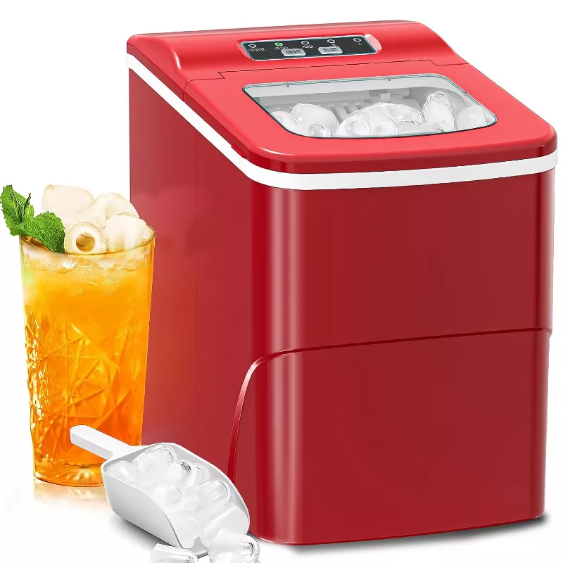 Ice Makers Countertop with Self-Cleaning, Red