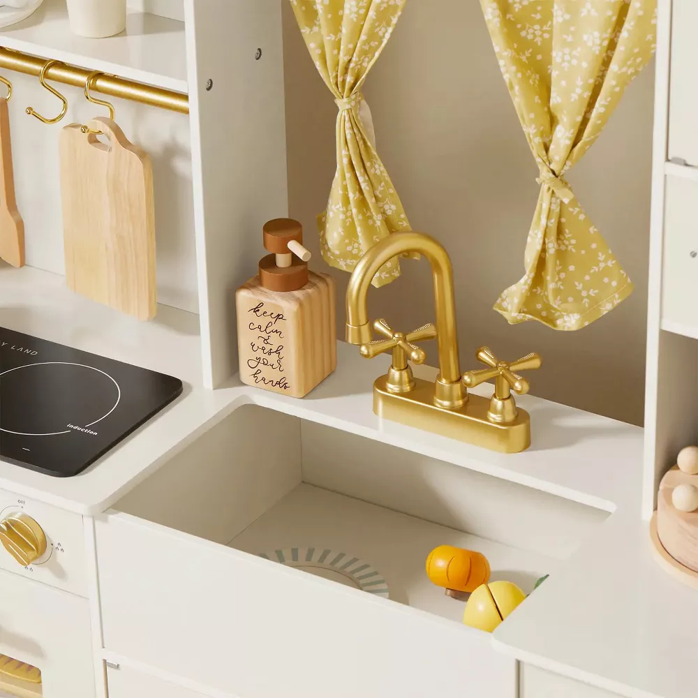Iconic Wooden Play Kitchen – Cream Pretend Cooking Set for Kids - Image 2