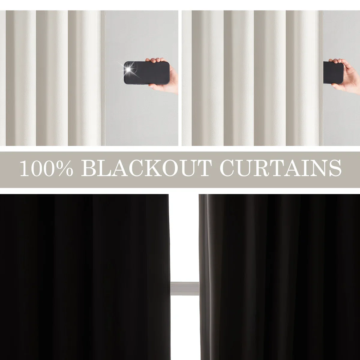 Ike Velvet 100% Blackout Curtains, Back Tab Hooks Drapes (Set of 2, With Hooks) - Image 5