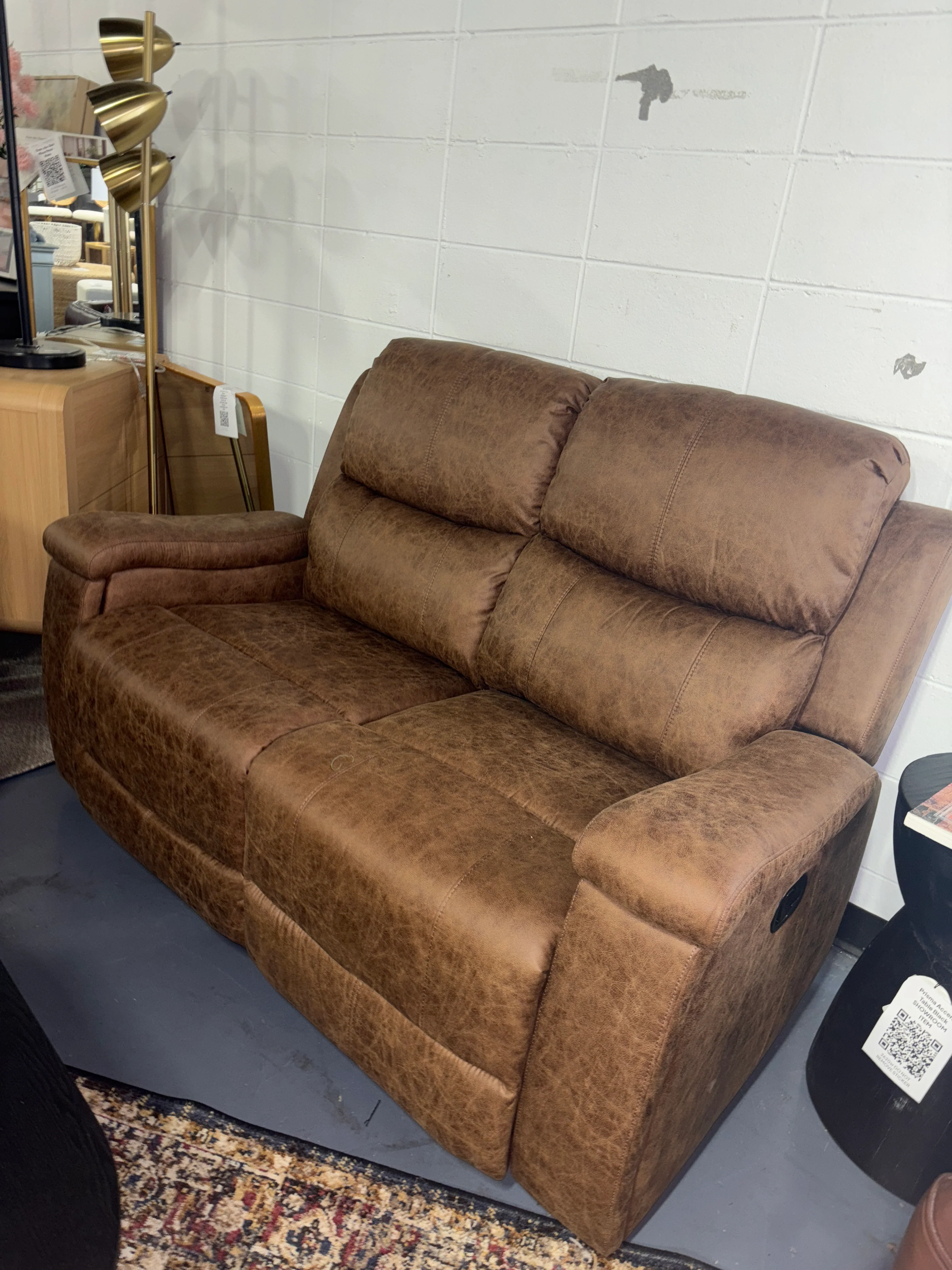Ilkeston 61" Wide Vegan Leather Manual Reclining Loveseat Sofa SHOWROOM ITEM - Image 2
