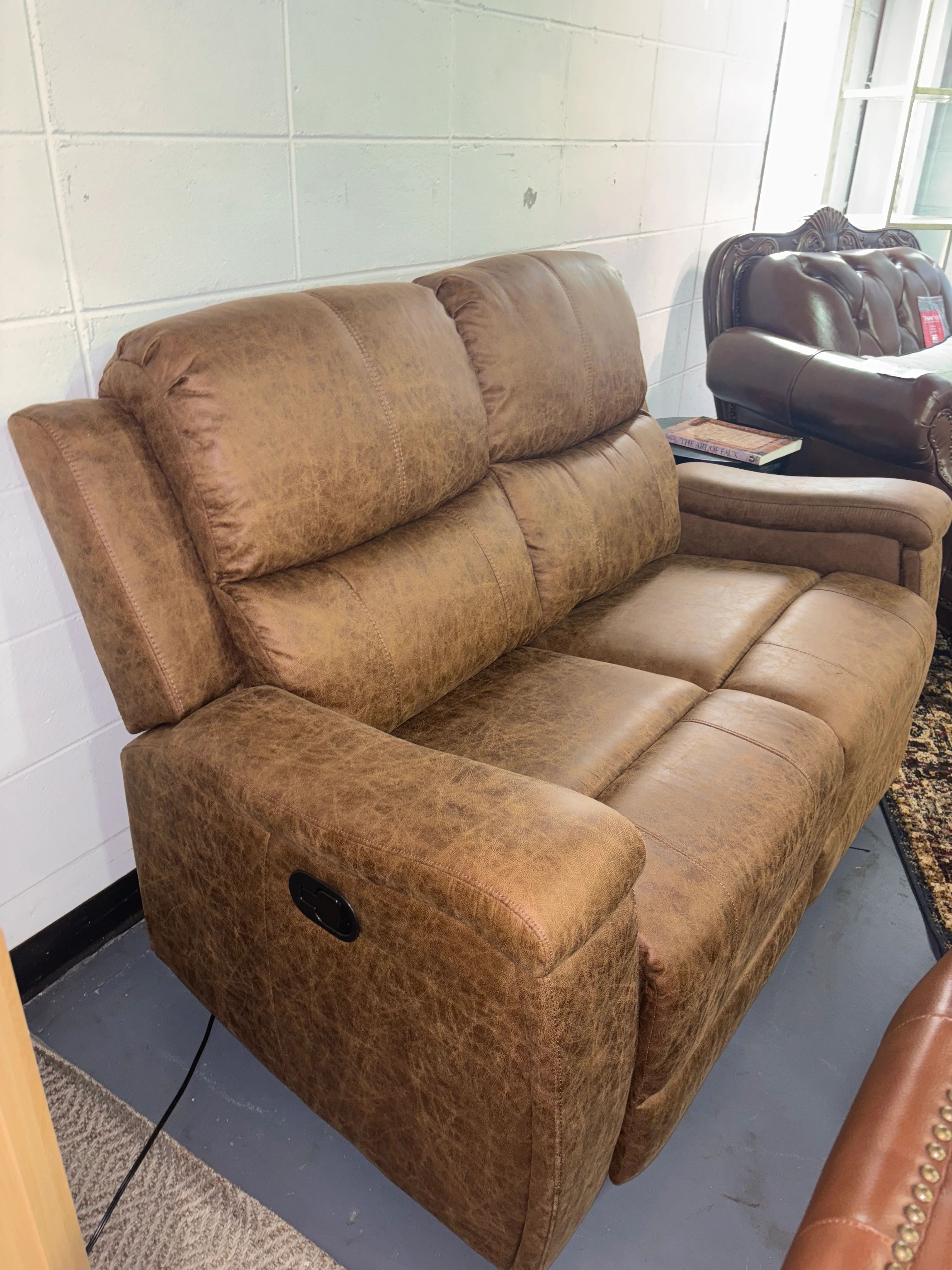 Ilkeston 61" Wide Vegan Leather Manual Reclining Loveseat Sofa SHOWROOM ITEM - Image 4