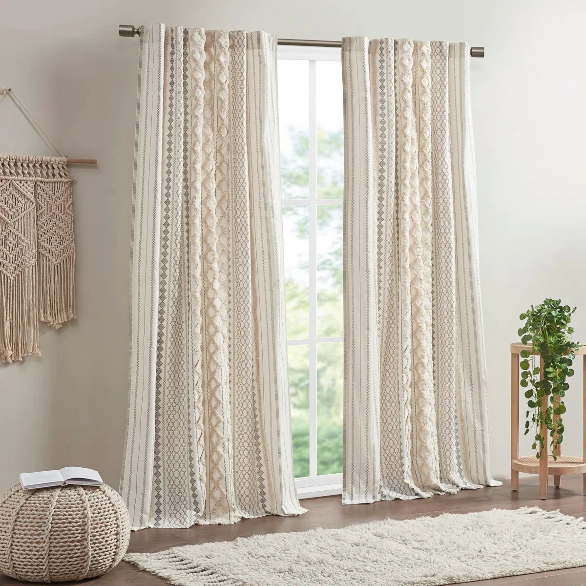 Imani 100% Cotton Printed Boho Curtain Panel 2-Piece - Image 5