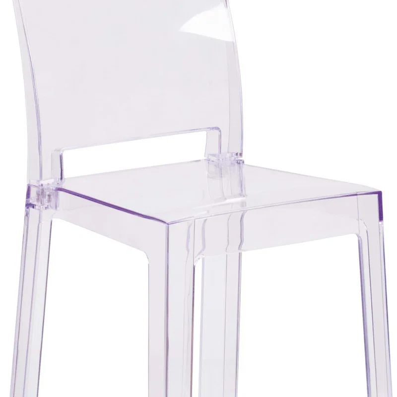 Imca Counter Stool with Square Back in Transparent Crystal - Wedding Chairs - Set of 2 - Image 4