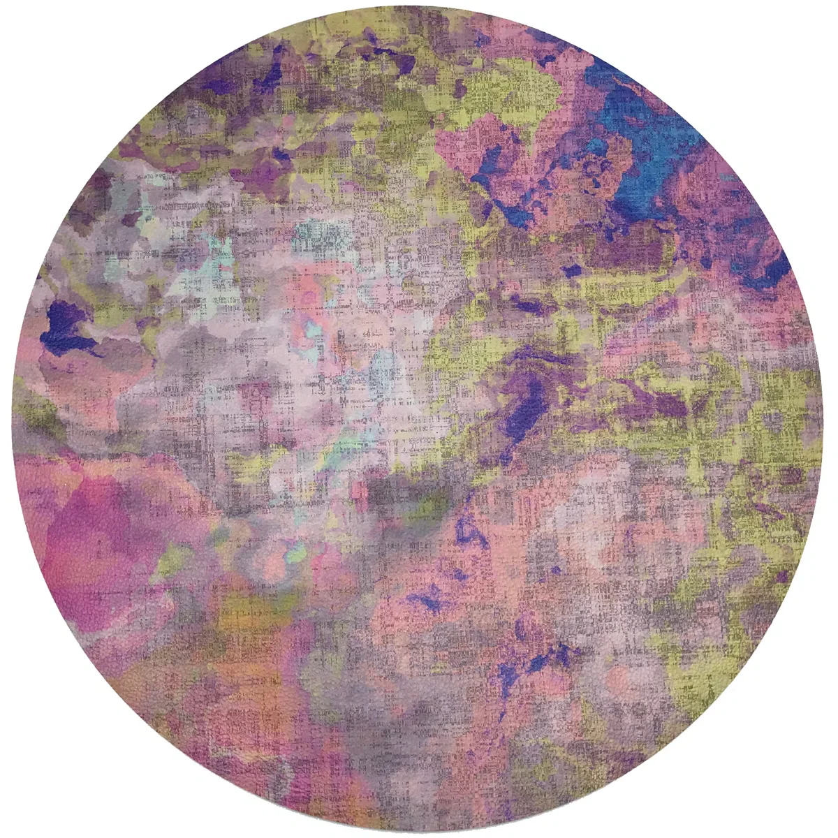 Impressionism Vegan Leather Round Pebble Placemat (Set of 4) SHOWROOM ITEM