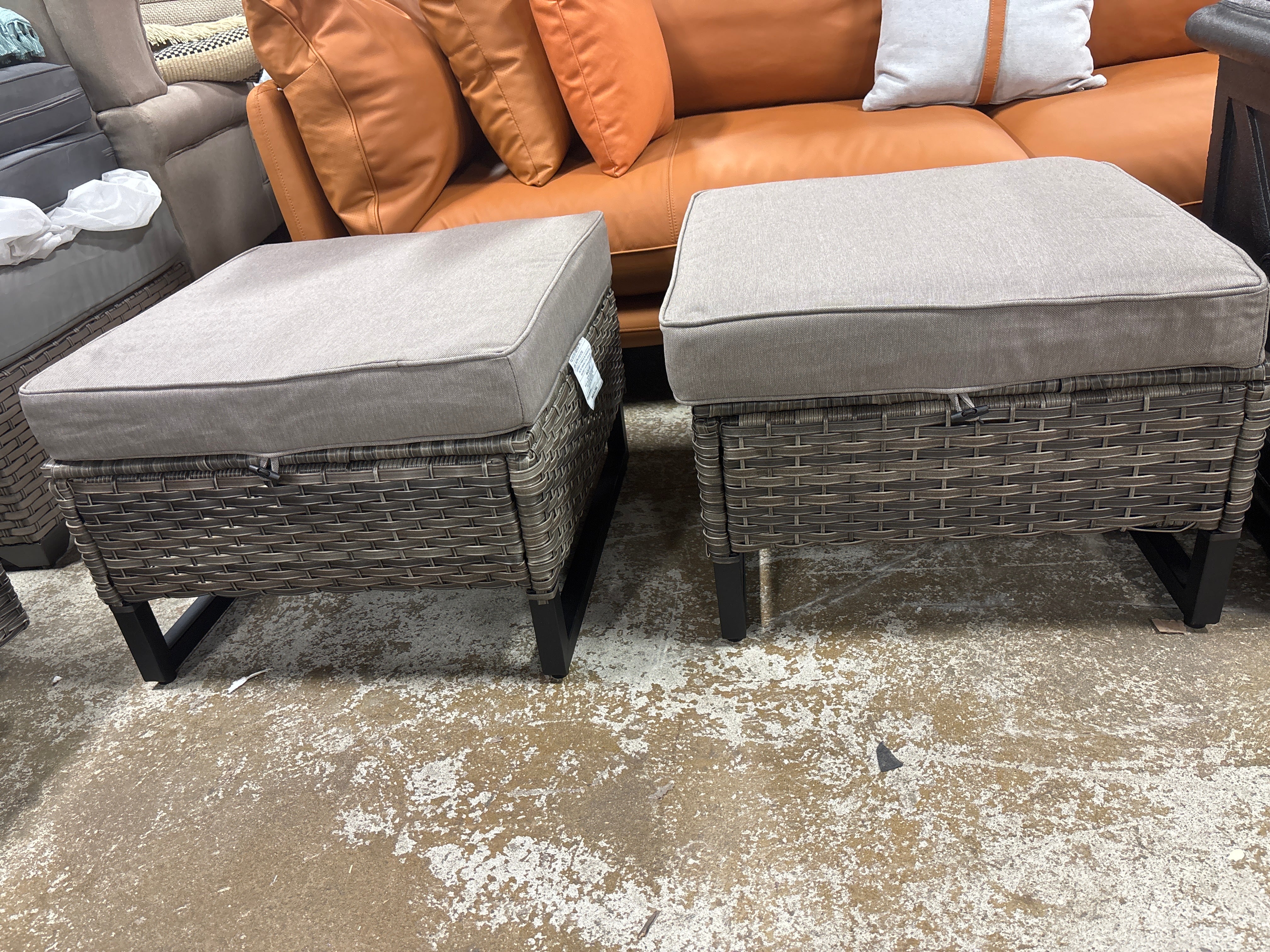 Ingvald 74" Wide Outdoor Wicker Sofa Patio Couch with Ottoman SHOWROOM ITEM - Image 3