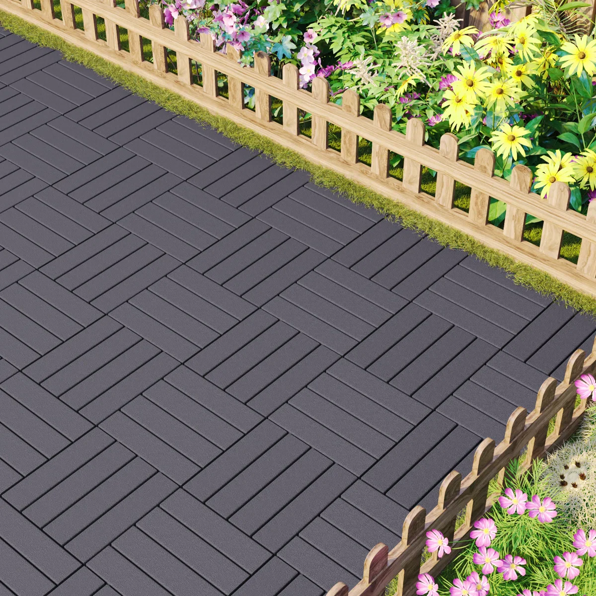 Interlocking Plastic Deck Tiles – Box of 44 Outdoor Waterproof - Image 3