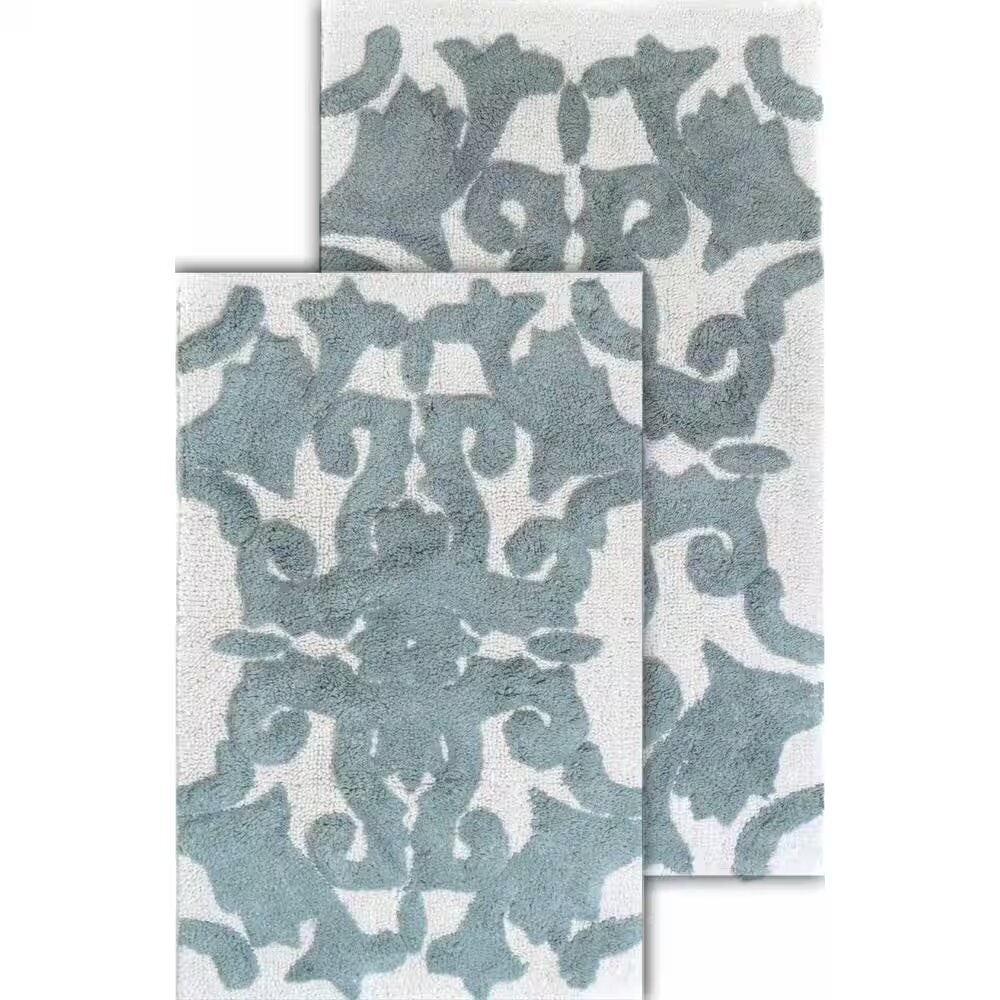 Iron Gate White & Grey 2-Piece Bath Rug Set, - Image 2