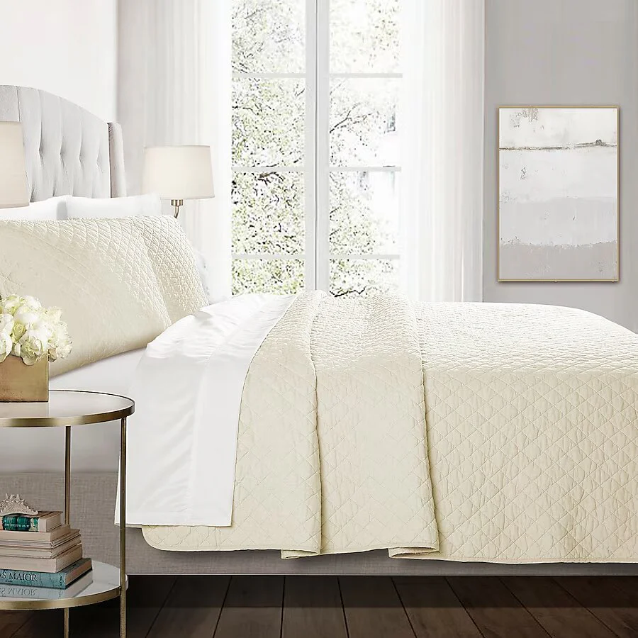 Ivory Solid King Quilt Cotton,