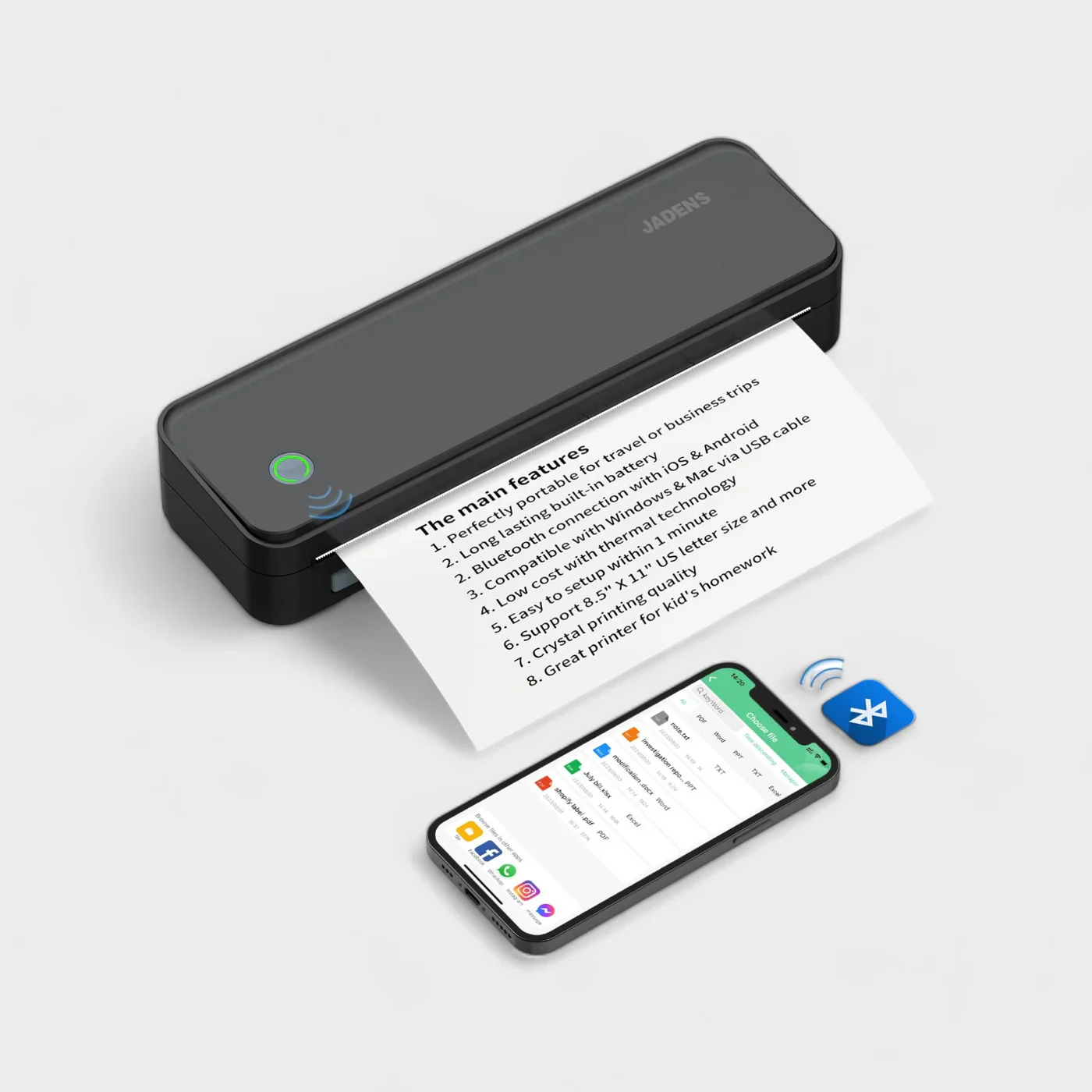 PD-A4 Bluetooth Thermal Portable Printer Support US Letter - Image 2