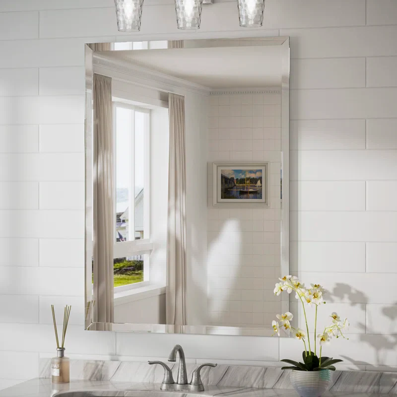 Janica Rectangle Beveled Frameless Bathroom Vanity Mirror