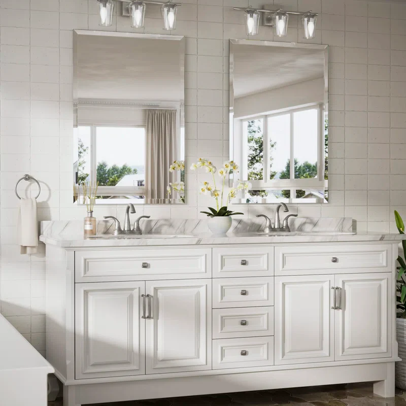 Janica Rectangle Beveled Frameless Bathroom Vanity Mirror - Image 4