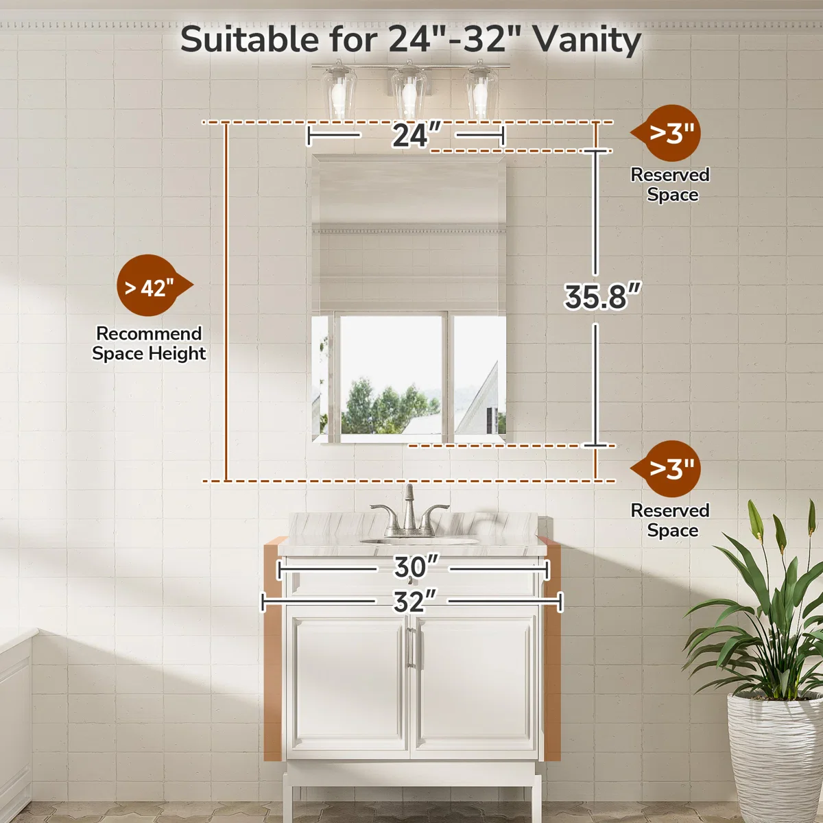 Janica Rectangle Beveled Frameless Bathroom Vanity Mirror - Image 5