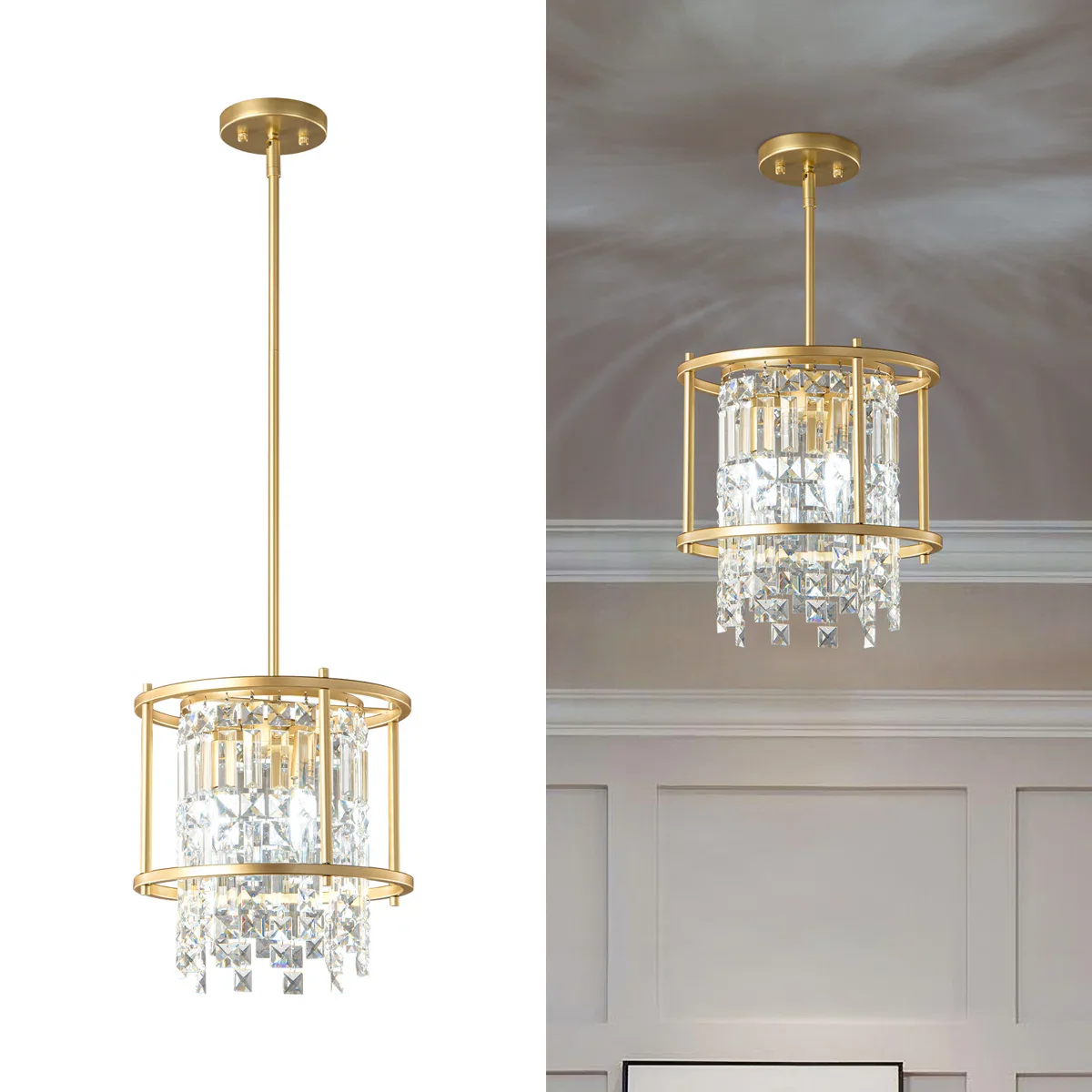 1 - Pack Pendant Lights Kitchen Island Crystal Semi Flush Mount Ceiling - Image 2
