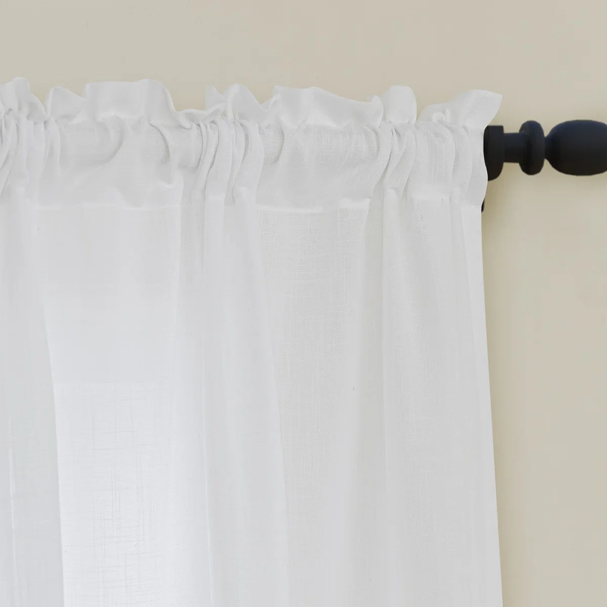 Jep Linen Blended Semi Sheer Rod Pocket Curtain Pair (Set of 2) - Image 3