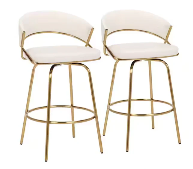 Set of 2 Jie Cream Velvet And Gold Chair top only - Image 2