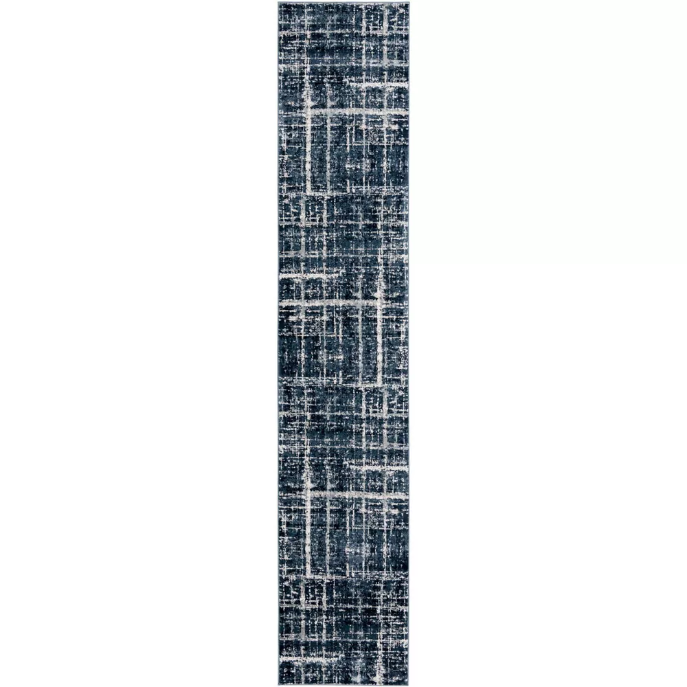 Jill Zarin Uptown Collection Area Rug - Lexington Avenue 2' x 14' Navy Blue/Beige,