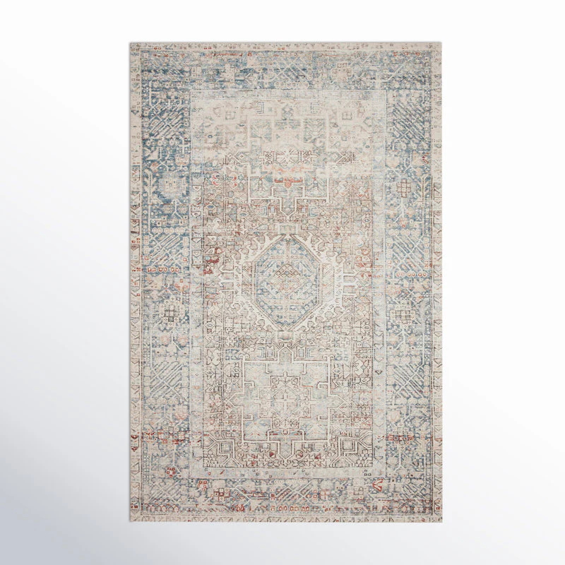 Jules Oriental Natural/Ocean Area Rug 5'x7'6"