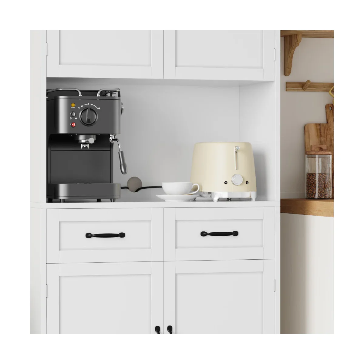Kalauni Kitchen Pantry Storage Cabinets with 2 Drawers - Image 4