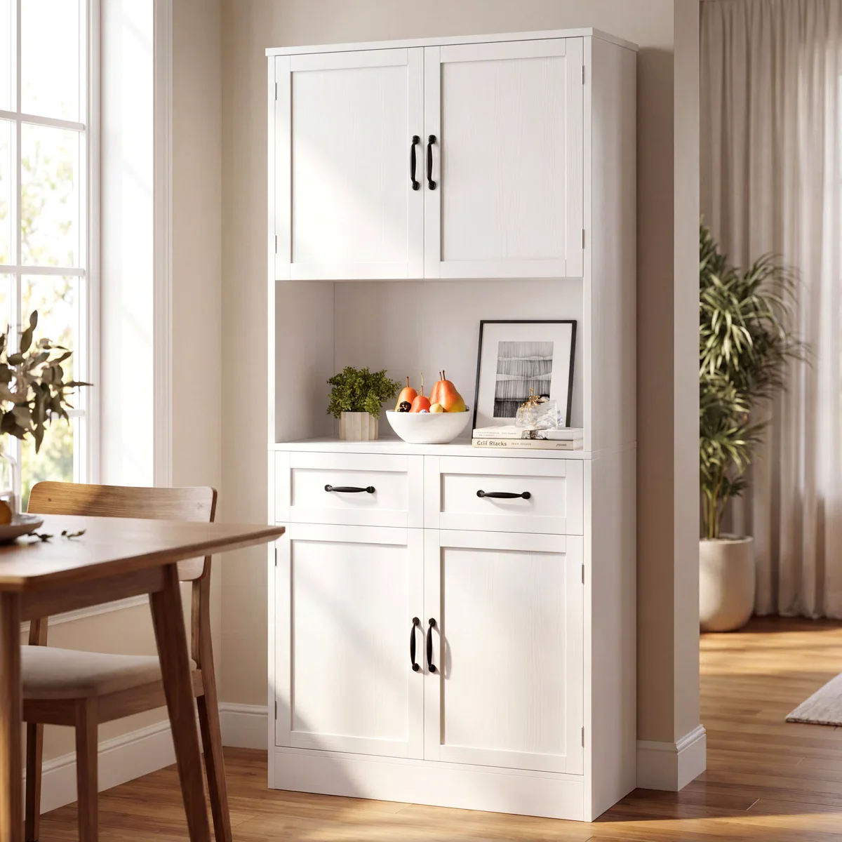 Kalauni Kitchen Pantry Storage Cabinets with 2 Drawers - Image 5