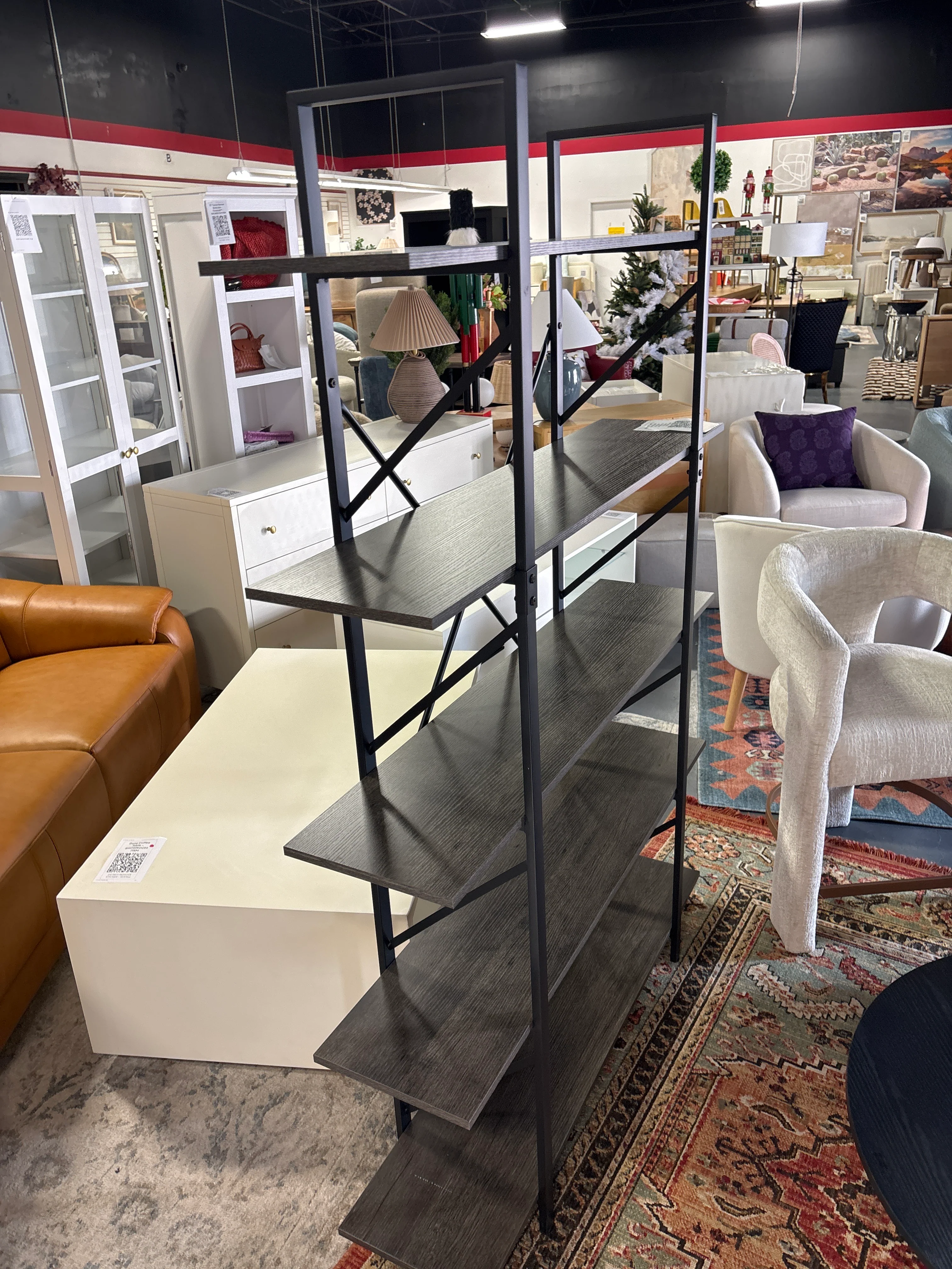 Kazys 71" x 47" 5-Tier Wood Vintage Industrial Etagere Bookcase SHOWROOM ITEM - Image 3